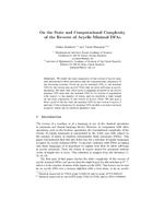 On the State and Computational Complexity of the Reverse of Acyclic Minimal DFAs