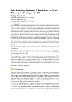 Rule Rewriting Revisited: A Fresh Look at Static Filtering for Datalog and ASP