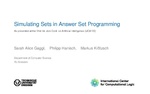 Slides: Simulating Sets in Answer Set Programming
