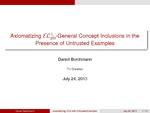 Slides: Axiomatizing EL^_gfp-General Concept Inclusions in the Presence of Untrusted Individuals