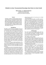 Defaults in Action: Non-monotonic Reasoning About States in Action Calculi