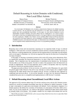 Default Reasoning in Action Theories with Conditional, Non-Local Effect Actions