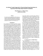 An Abstract Logical Approach to Characterizing Strong Equivalence in Logic-based Knowledge Representation Formalisms