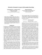 Declarative Strategies for Agents with Incomplete Knowledge