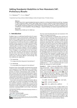 Adding Standpoint Modalities to Non-Monotonic S4F: Preliminary Results