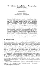 Towards the Complexity of Recognizing Pseudo-intents